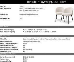 Set de 2 scaune design LUX Lloyd, boucle crem