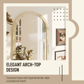 HOMCOM Oglindă de Perete în Formă de Arc cu Margine Canelată 60x2x90 cm Bej | Aosom Romania