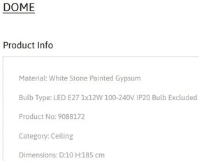 Pendul design decorativ Ghips, DOME