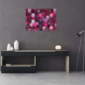 Tablou pe sticlă - Cuburi violet (70x50 cm)