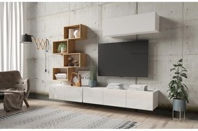 Mobilier living Calabria C29 WHITE (Alb + Stejar auriu) (fără iluminat). 1051568