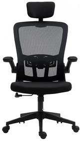 Scaun de birou ergonomic cu suport lombar si tetiera, negru