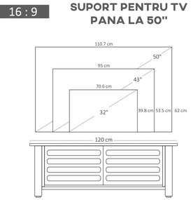 Mobilier pentru TV pana la 42", din fibra de lemn, 105x40x52cm, Alb si lemn natural HOMCOM | Aosom RO