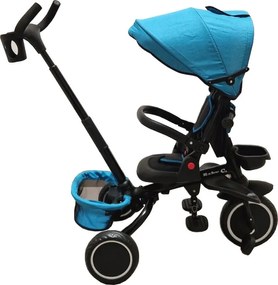 Tricicleta pliabila cu copertina Baby Care™ Folding Trike, Roti din spuma cauciucata EVA, Pedale si maner pentru parinti, Scaun reversibil cu rotire
