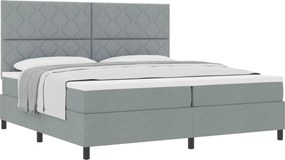 vidaXL Pat cu arcuri cu saltea Gri deschis 200 x 200 cm țesătură