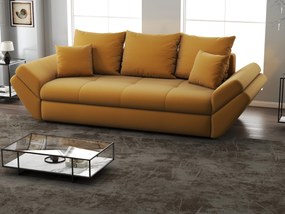 Canapea extensibilă dumonde cu ladă de depozitare si sezut confortabil din spuma high-density, Loana Royal Mustar 250x100 cm