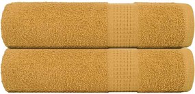 vidaXL Prosoape de mâini, FROGN, 2 buc., aurii, 50x100 cm, 360 g/m²