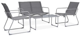 vidaXL Set mobilier de grădină, 4 piese, gri, oțel și textil