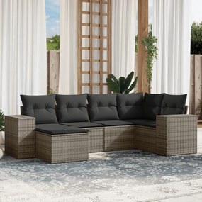 3255197 vidaXL Set mobilier grădină cu perne, 6 piese, gri, poliratan