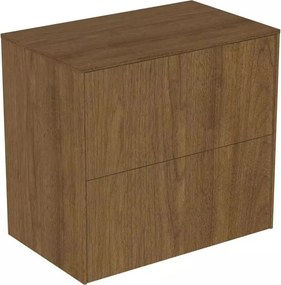 Dulap baza suspendat Ideal Standard Atelier Conca 2 sertare cu blat 60 cm finisaj nuc inchis