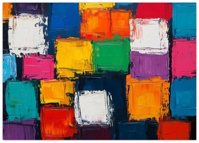 Tablou - Pictură cu pătrate colorate (70x50 cm)