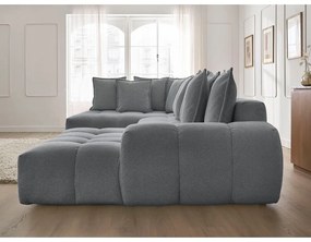 Colțar gri închis extensibil/cu spațiu de depozitare cu tapițerie din chenille (cu colț pe partea stângă/în formă de "U") Everest – Bobochic Paris