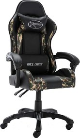 vidaXL Scaun de jocuri, negru și camuflaj, piele ecologică