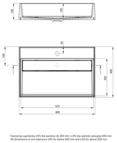 Lavoar CORREO Deante CQR_AU6M, pentru montare pe blat, 40 x 60 cm, granit/alabastru
