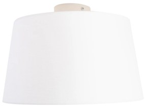 Plafoniera cu abajur din in alb 35 cm - Combi alb