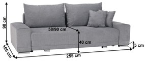 Canapea extensibila, gri deschis, KEVAN BIG SOFA