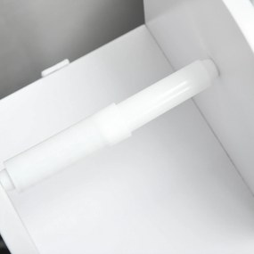 kleankin Mobilă de baie suport hârtie igienică cu dulap și rafturi reglabile 20 x 20 x 80 cm alb | Aosom Romania