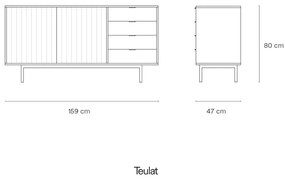 Comodă gri/în culoare naturală joasă cu aspect de lemn de stejar 159x80 cm Sierra – Teulat