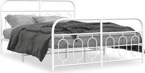 vidaXL Cadru de pat metalic cu tăblie, alb, 140x200 cm