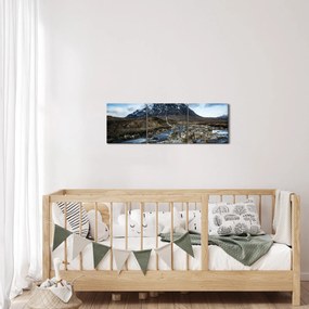 Tablou cu munții și tigrul (cu ceas) (90x30 cm)