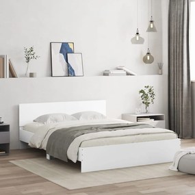 3207476 vidaXL Cadru de pat cu tăblie, alb, 150x200 cm