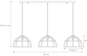 Lustră pe cablu Lucide 76464/03/30 DIKRA 3xE27/60W/230V