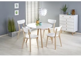 Masă de dining SOLINA, alb/stejar