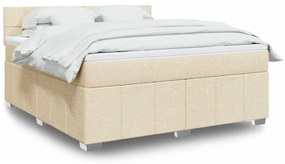vidaXL Pat continental cu saltea, crem, 180x200 cm, textil