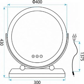 Oglindă LED MAKE-UP White 40 cm