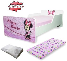 Pachet Promo Pat Fete Start Minnie 2-8 ani, cu saltea Norisor 140x70x12 cu lana plus husa impermeabila - PC-PCH-PRO-STR-MIN-70