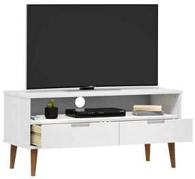 Comoda TV, alb, 106x40x49 cm, lemn masiv de pin 1, Alb
