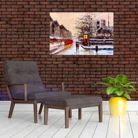 Tablou - Pictură oraș iarna (90x60 cm)