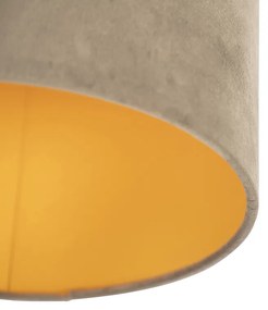 Lampă de tavan cu nuanță de velur taupe cu aur 25 cm - negru Combi