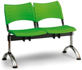 Bancă plastic VISIO, 2 locuri - picioare cromate, negru