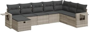 vidaXL Set mobilier de grădină cu perne, 8 piese gri deschis poliratan