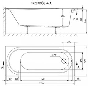 Cadă dreaptă Dida 70x160