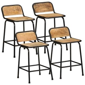 vidaXL Scaune de bar 4 buc 46x35,5x70 cm lemn masiv Mango brut