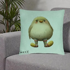 Perna Decorativa Pui Pufos cu Sosete Dungate, 40x40 cm, Verde Menta, Husa Detasabila, Perna Inclusa, BEKZ®