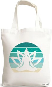 Sacosa de Panza pentru Cumparaturi, Geanta Tote Yoga 19, 38x34.5 cm, Alba, BEKZ®