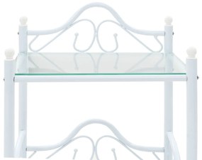 Noptiera, otel si sticla securizata, 45 x 30,5 x 60 cm, alb 1, Alb