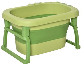 Cadita pentru baita pentru nou-nascuti si copii cu varsta intre 0-6 ani HOMCOM , din plastic antiderapant, verde, 75.3x55.4x43cm | Aosom RO