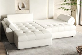 Colțar extensibil dumonde cu ladă de depozitare si sezut confortabil din spuma high-density, Loana Euphoria Ivory 270x185 cm