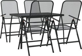 vidaXL Set de masă pentru grădină, 5 piese, plasă metalică antracit