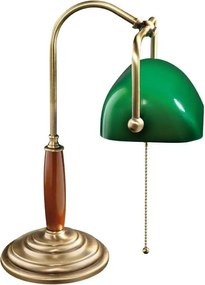 Lampa de birou din alama si lemn Banker Heritage