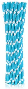 Colorat Blue Polka Dots Paie din hârtie albastră 24 buc