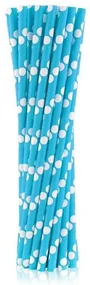Colorat Blue Polka Dots Paie din hârtie albastră 24 buc