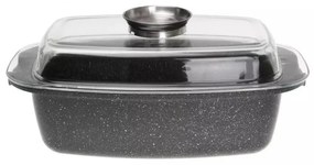 Oala tip roaster pentru cuptor si plita Kinghoff KH 1608, 5,5 litri, Capac cu dozator, Finisaj marmura, Inductie, Negru