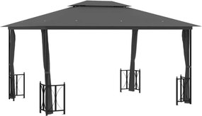 vidaXL Foișor cu pereți laterali și acoperișuri duble antracit 3x4 m