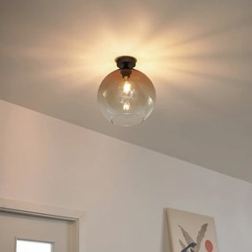 Plafonieră Art Deco bronz închis cu sticlă maro - Sandra