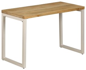 vidaXL Masă de bucătărie, 115x55x76 cm, lemn masiv de mango și oțel